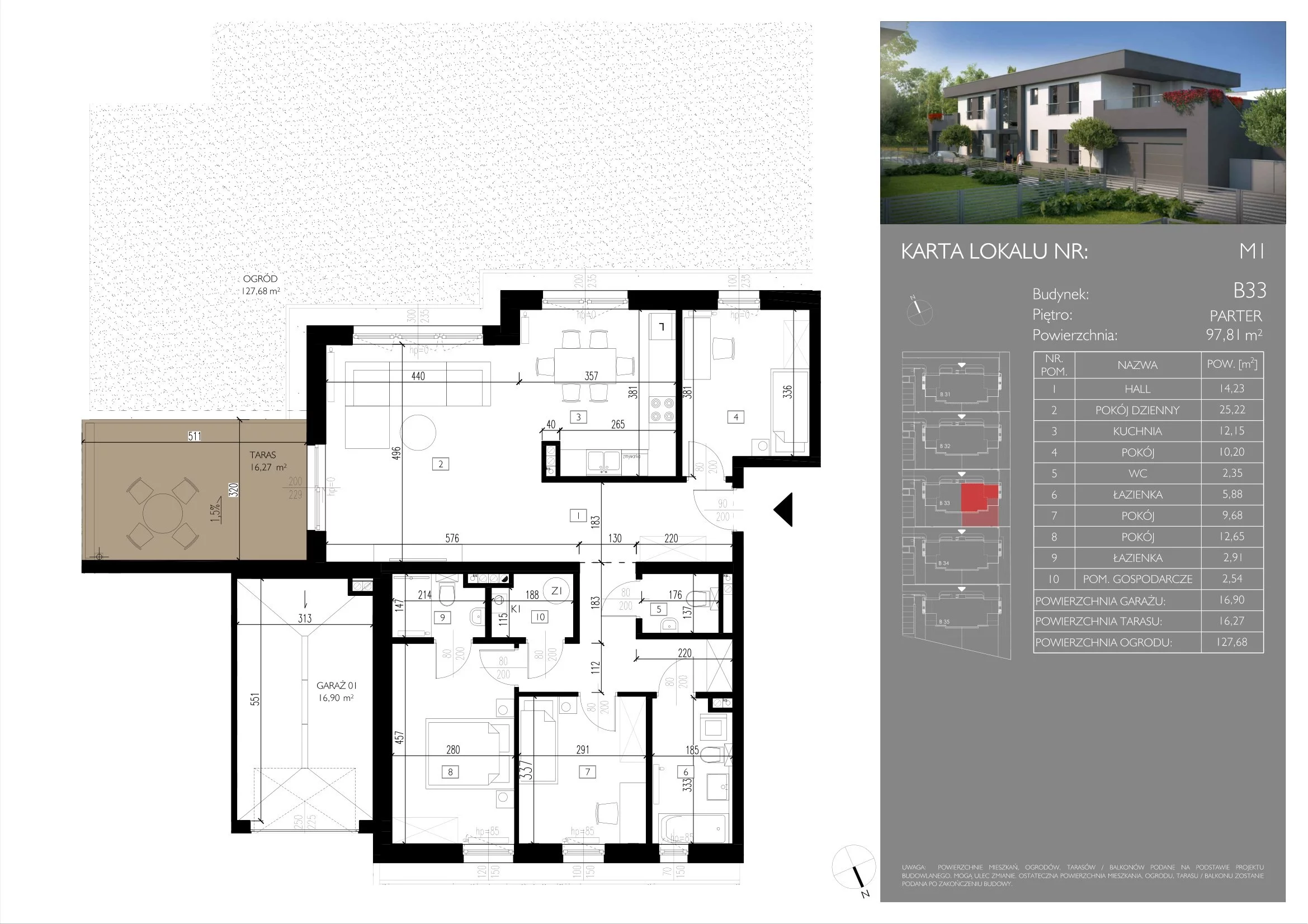 4 pokoje, mieszkanie 97,81 m², parter, oferta nr B33/M1, Leśna Polana, Łódź, Widzew, Widzew-Wschód, ul. Moryca Welta