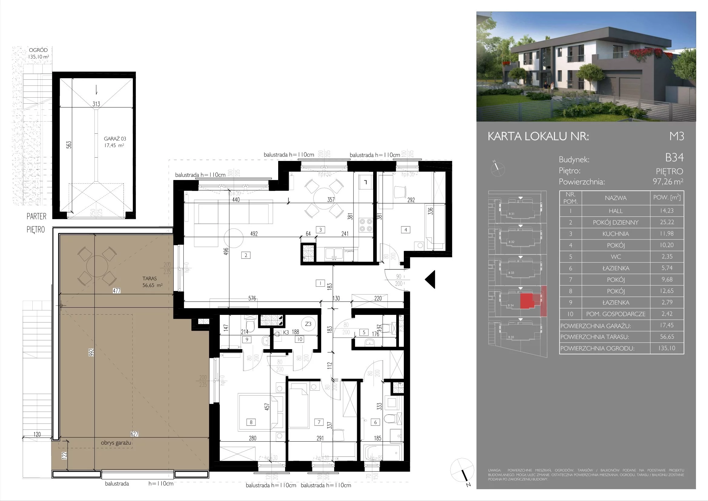 4 pokoje, mieszkanie 97,26 m², piętro 1, oferta nr B34/M3, Leśna Polana, Łódź, Widzew, Widzew-Wschód, ul. Moryca Welta