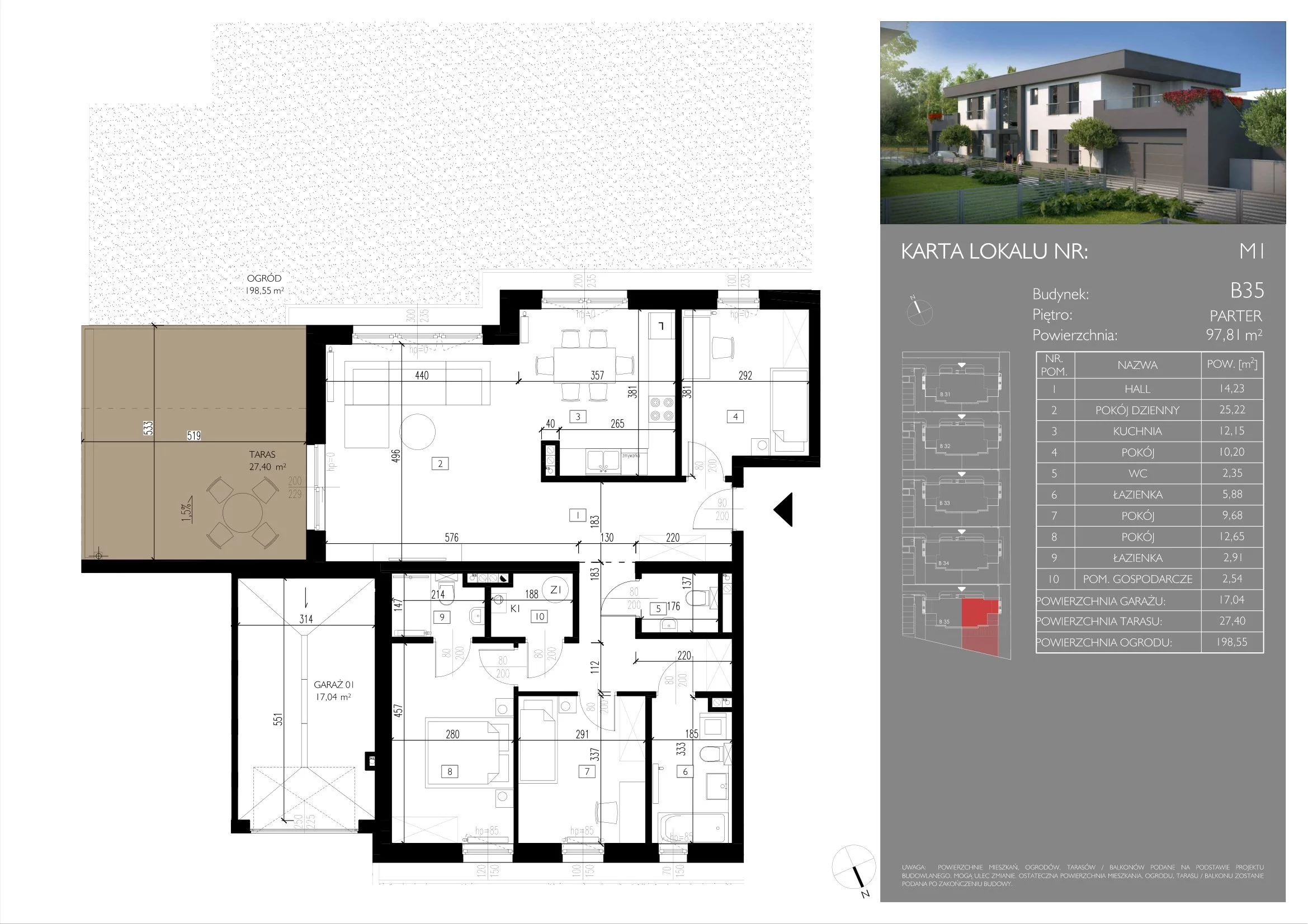 4 pokoje, mieszkanie 97,81 m², parter, oferta nr B35/M1, Leśna Polana, Łódź, Widzew, Widzew-Wschód, ul. Moryca Welta