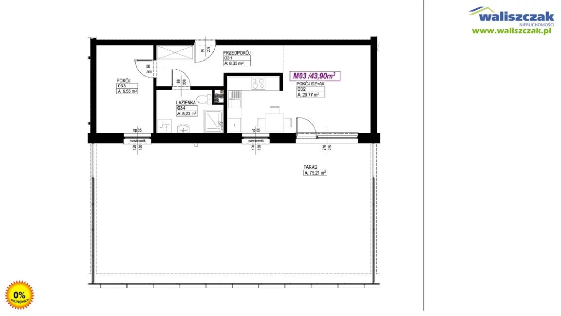 Mieszkanie 43,90 m², parter, oferta nr , MS-13802-1, Piotrków Trybunalski