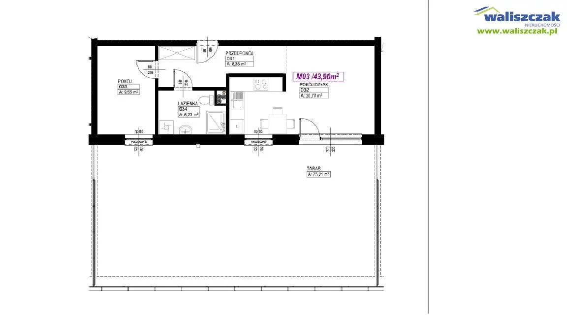 2 pokoje, mieszkanie 43,90 m², parter, oferta nr , MS-13802-1, Piotrków Trybunalski
