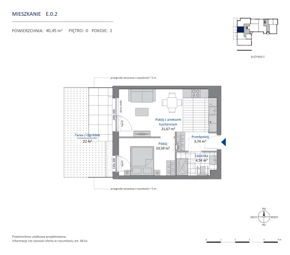 2 pokoje, mieszkanie 40,45 m², parter, oferta nr 36.E.0.2, Nowa Dąbrowa, Gdynia, Dąbrowa, ul. Rdestowa