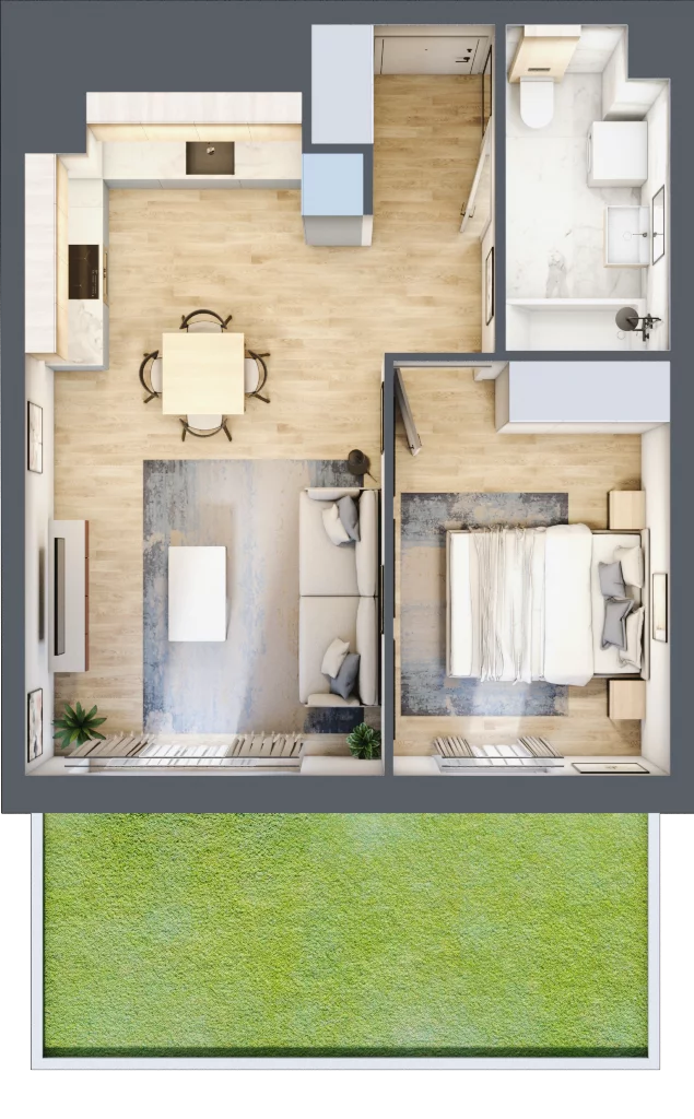 2 pokoje, mieszkanie 42,43 m², parter, oferta nr 28.A.0.10, Linea, Gdańsk, Jasień, Morena, ul. Kiedrowskiego