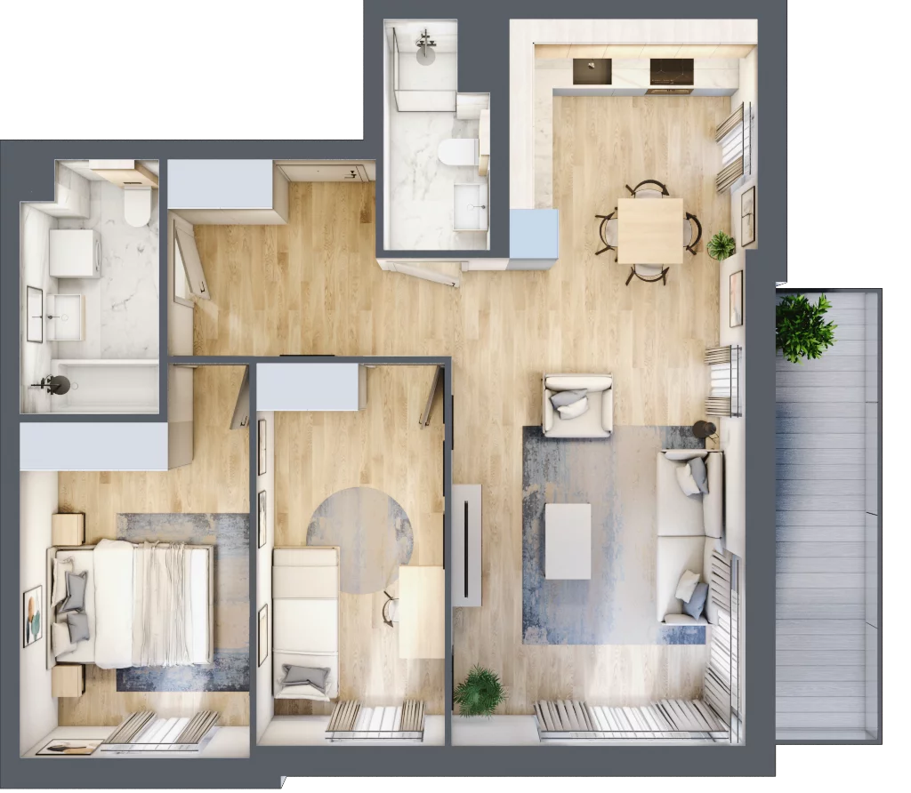 3 pokoje, mieszkanie 69,20 m², piętro 1, oferta nr 28.A.1.9, Linea, Gdańsk, Jasień, Morena, ul. Kiedrowskiego