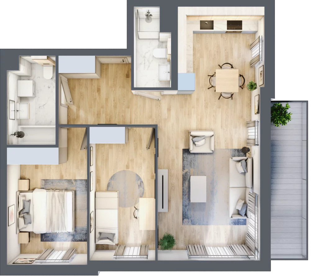 3 pokoje, mieszkanie 69,20 m², piętro 2, oferta nr 28.A.2.9, Linea, Gdańsk, Jasień, Morena, ul. Kiedrowskiego