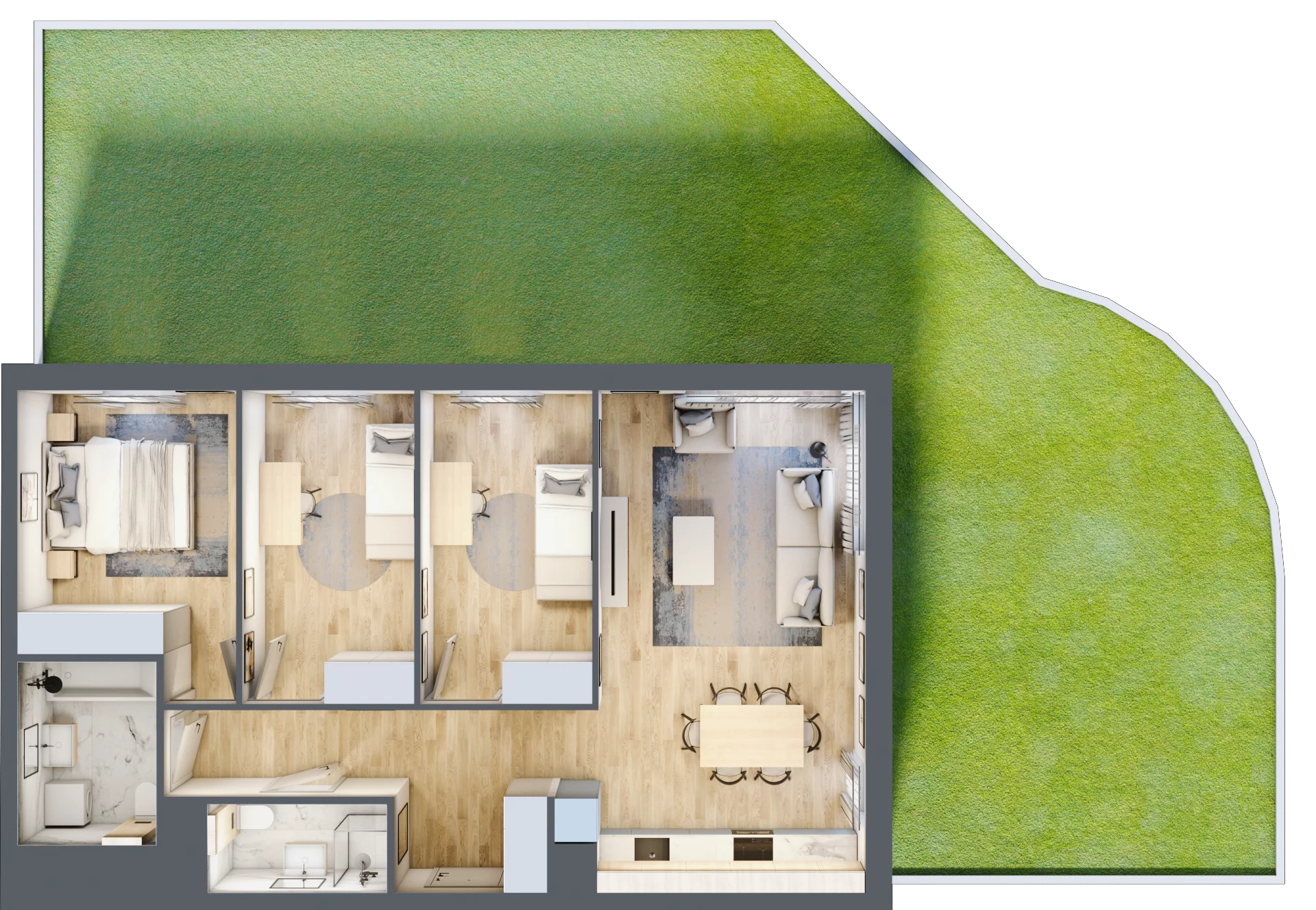 4 pokoje, mieszkanie 77,02 m², parter, oferta nr 28.A.0.7, Linea, Gdańsk, Jasień, Morena, ul. Kiedrowskiego