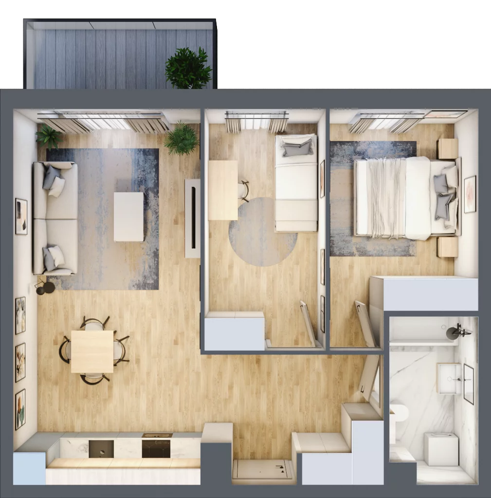 3 pokoje, mieszkanie 58,27 m², piętro 2, oferta nr 28.A.2.7, Linea, Gdańsk, Jasień, Morena, ul. Kiedrowskiego