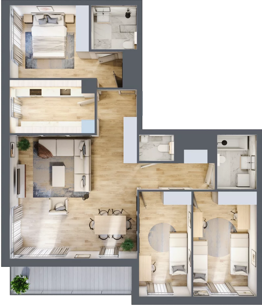 4 pokoje, mieszkanie 99,80 m², piętro 2, oferta nr 28.A.2.1, Linea, Gdańsk, Jasień, Morena, ul. Kiedrowskiego