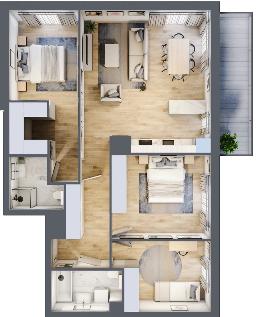4 pokoje, mieszkanie 90,71 m², piętro 4, oferta nr 28.A.4.3, Linea, Gdańsk, Jasień, Morena, ul. Kiedrowskiego