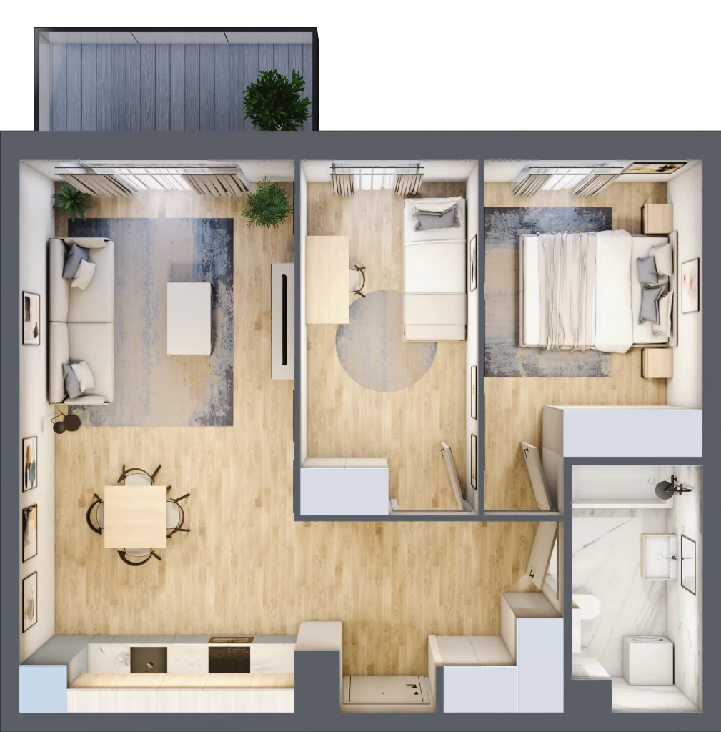 3 pokoje, mieszkanie 58,27 m², piętro 1, oferta nr 28.A.1.7, Linea, Gdańsk, Jasień, Morena, ul. Kiedrowskiego