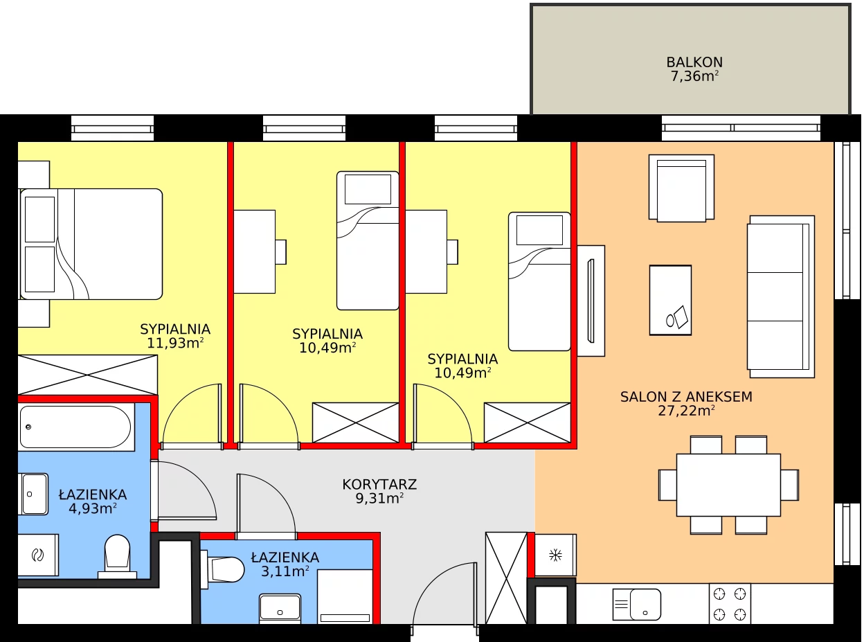 Zalety mieszkania 77.48 m², 28.A.2.8