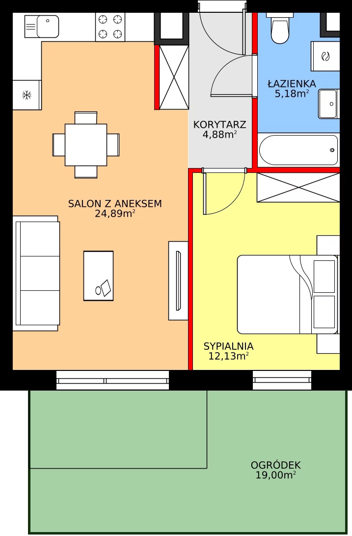 Zalety mieszkania 47.08 m², 28.A.0.11