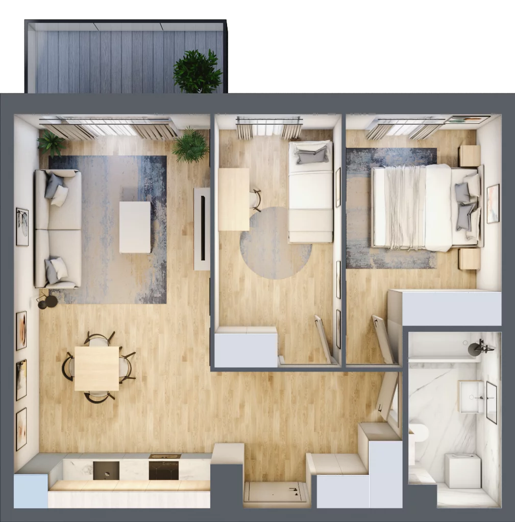 3 pokoje, mieszkanie 58,27 m², piętro 3, oferta nr 28.A.3.6, Linea, Gdańsk, Jasień, Morena, ul. Kiedrowskiego