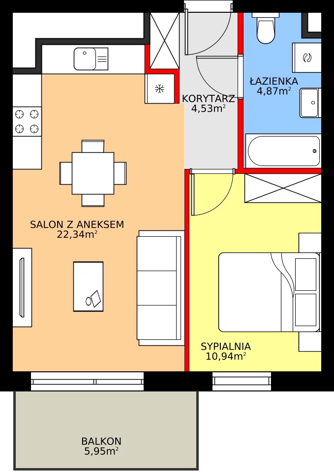 Zalety mieszkania 42.68 m², 28.A.2.11
