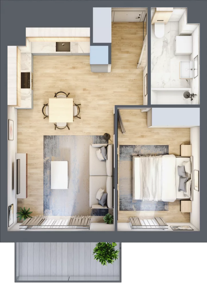 2 pokoje, mieszkanie 42,68 m², piętro 2, oferta nr 28.A.2.11, Linea, Gdańsk, Jasień, Morena, ul. Kiedrowskiego