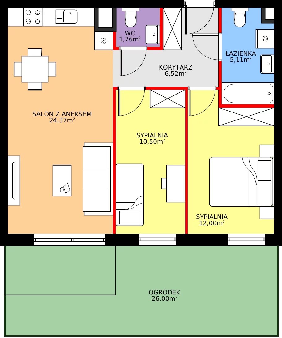 Zalety mieszkania 60.26 m², 28.A.0.9