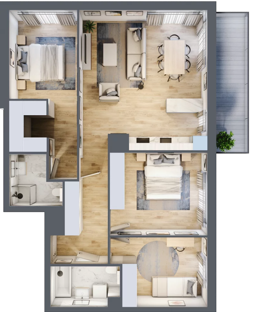 4 pokoje, mieszkanie 90,71 m², piętro 3, oferta nr 28.A.3.3, Linea, Gdańsk, Jasień, Morena, ul. Kiedrowskiego
