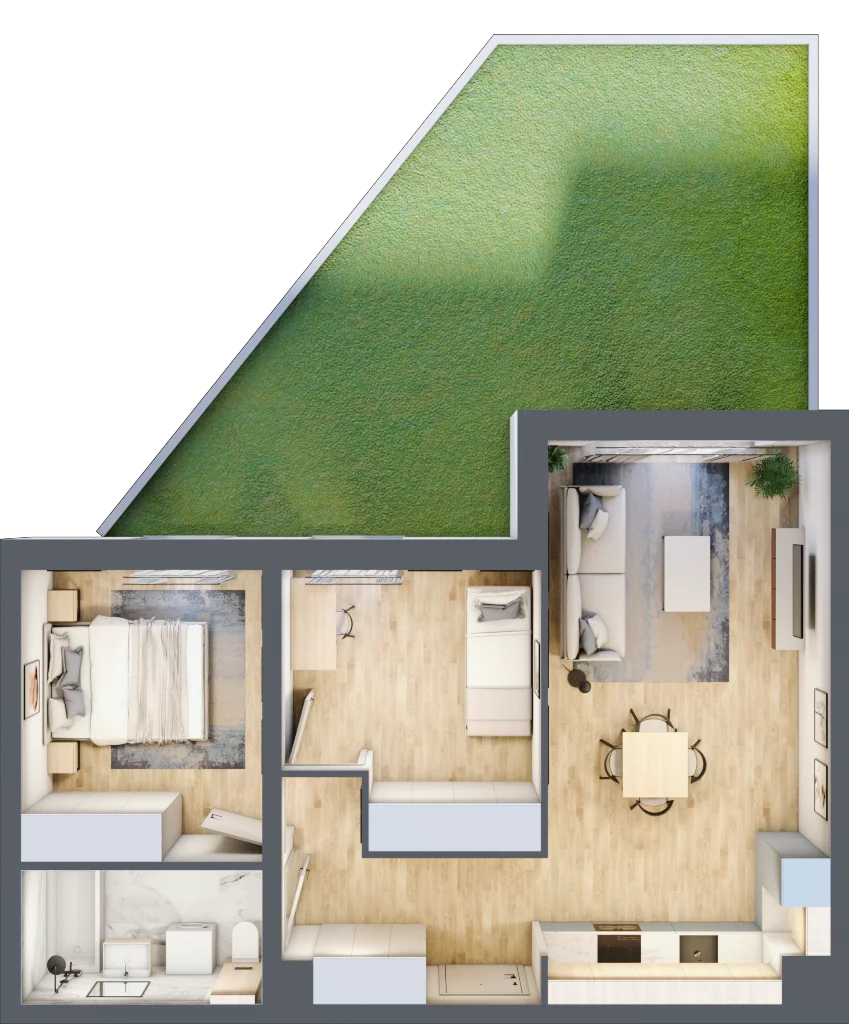 3 pokoje, mieszkanie 56,36 m², parter, oferta nr 28.A.0.5, Linea, Gdańsk, Jasień, Morena, ul. Kiedrowskiego