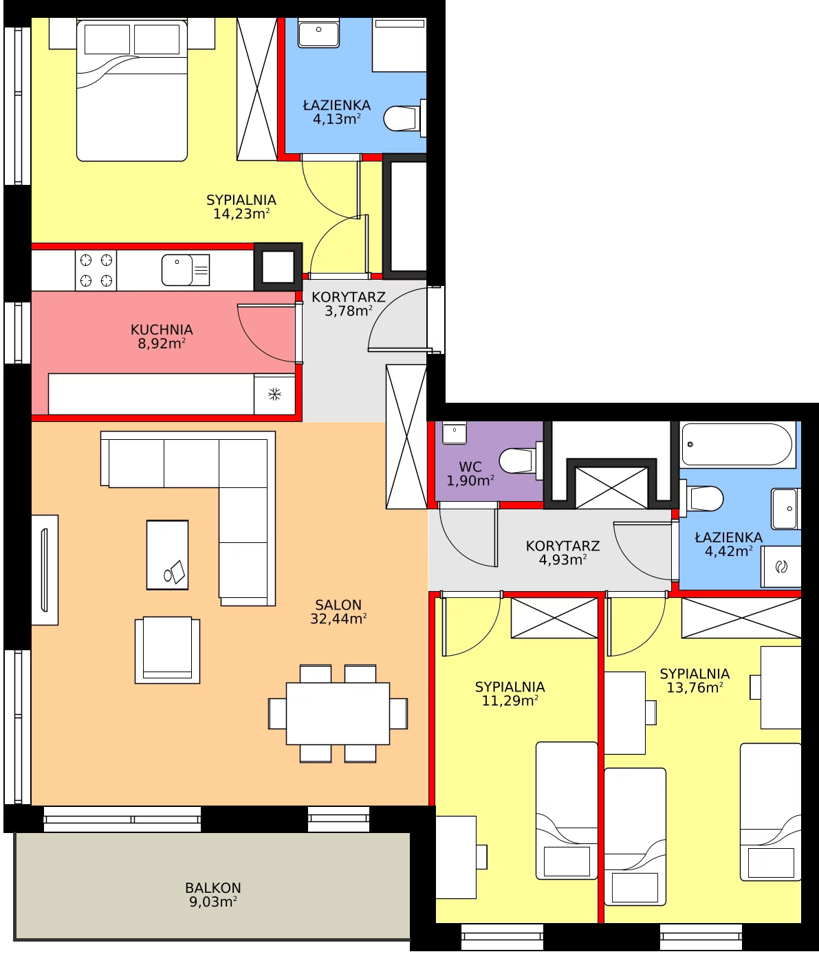 Zalety mieszkania 99.8 m², 28.A.1.1