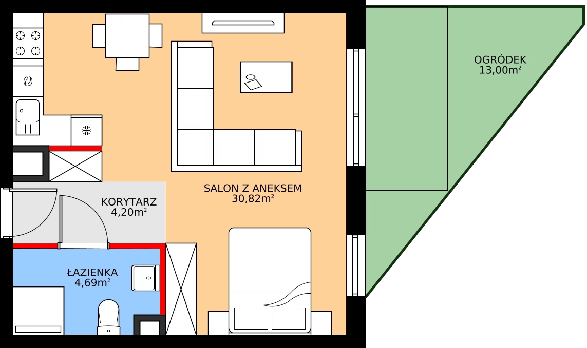 Zalety mieszkania 39.71 m², 28.A.0.4