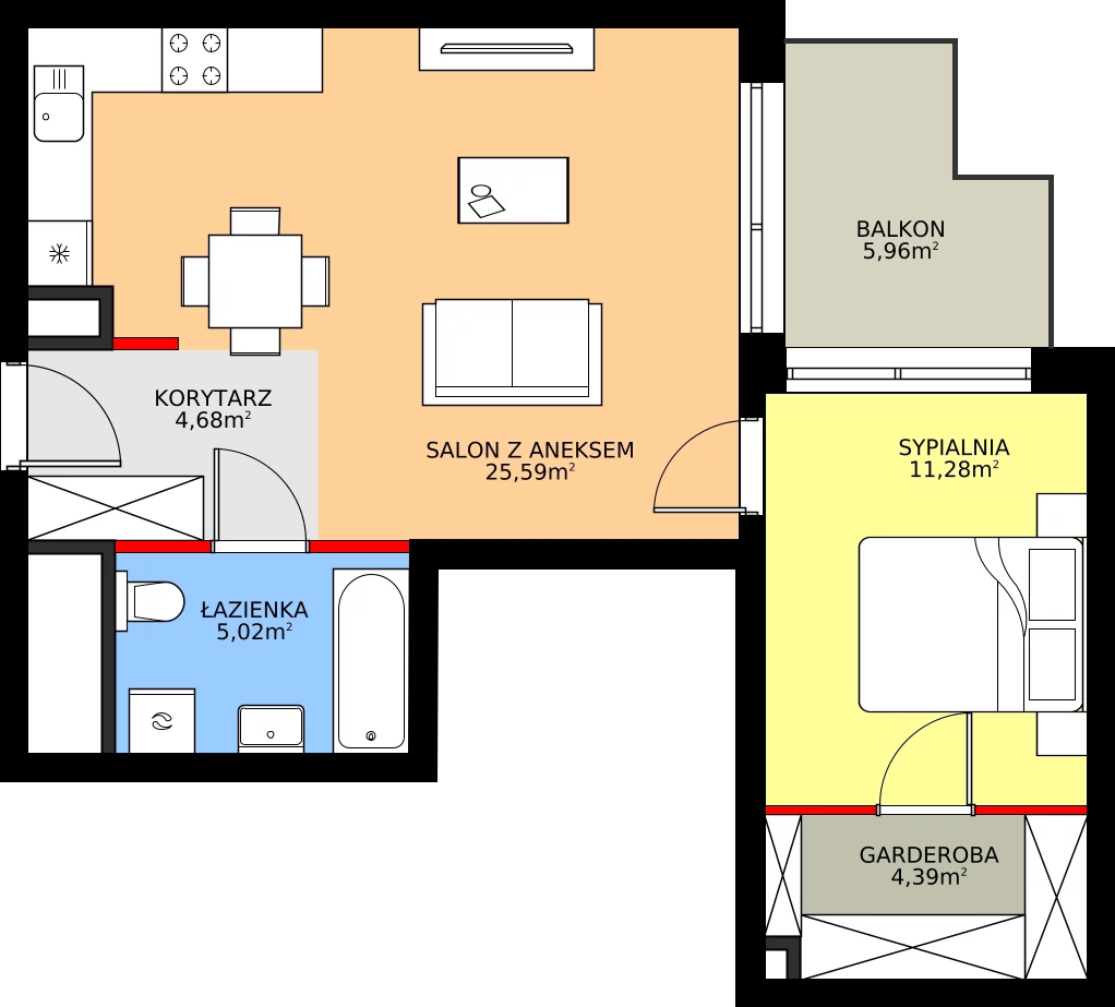 Zalety mieszkania 50.96 m², 28.A.4.4
