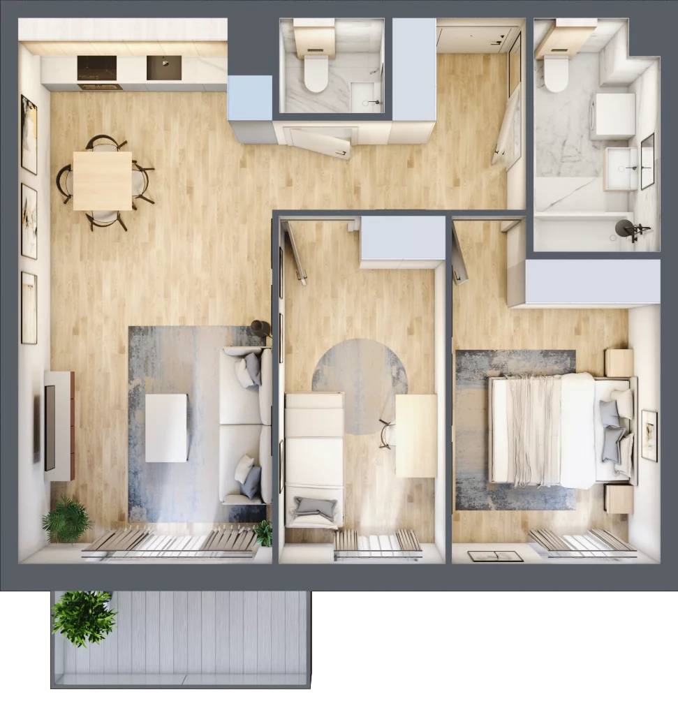 3 pokoje, mieszkanie 60,66 m², piętro 1, oferta nr 28.A.1.10, Linea, Gdańsk, Jasień, Morena, ul. Kiedrowskiego