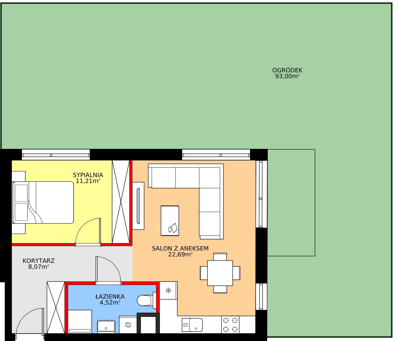 Zalety mieszkania 46.49 m², 28.A.0.3