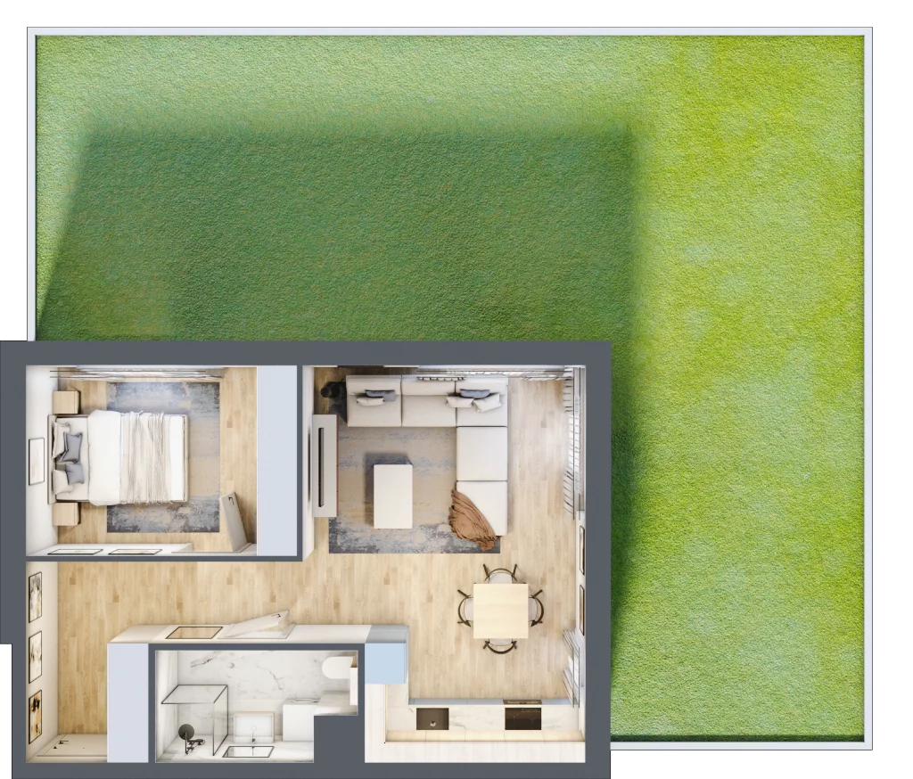 2 pokoje, mieszkanie 46,49 m², parter, oferta nr 28.A.0.3, Linea, Gdańsk, Jasień, Morena, ul. Kiedrowskiego