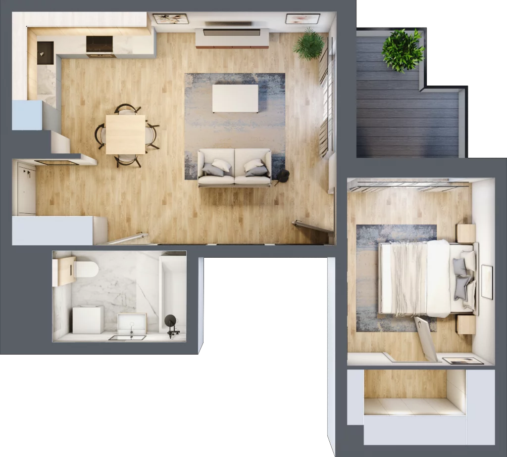 2 pokoje, mieszkanie 50,96 m², piętro 1, oferta nr 28.A.1.5, Linea, Gdańsk, Jasień, Morena, ul. Kiedrowskiego