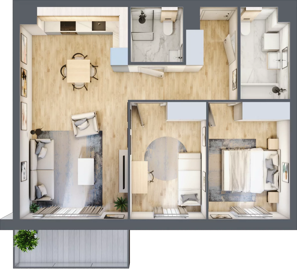 3 pokoje, mieszkanie 65,34 m², piętro 1, oferta nr 28.A.1.12, Linea, Gdańsk, Jasień, Morena, ul. Kiedrowskiego