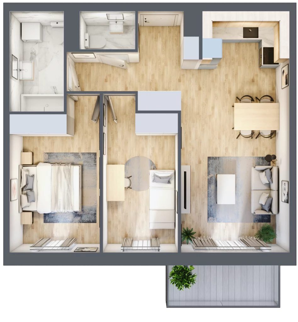 3 pokoje, mieszkanie 61,00 m², piętro 1, oferta nr 28.B.1.8, Linea, Gdańsk, Jasień, Morena, ul. Kiedrowskiego