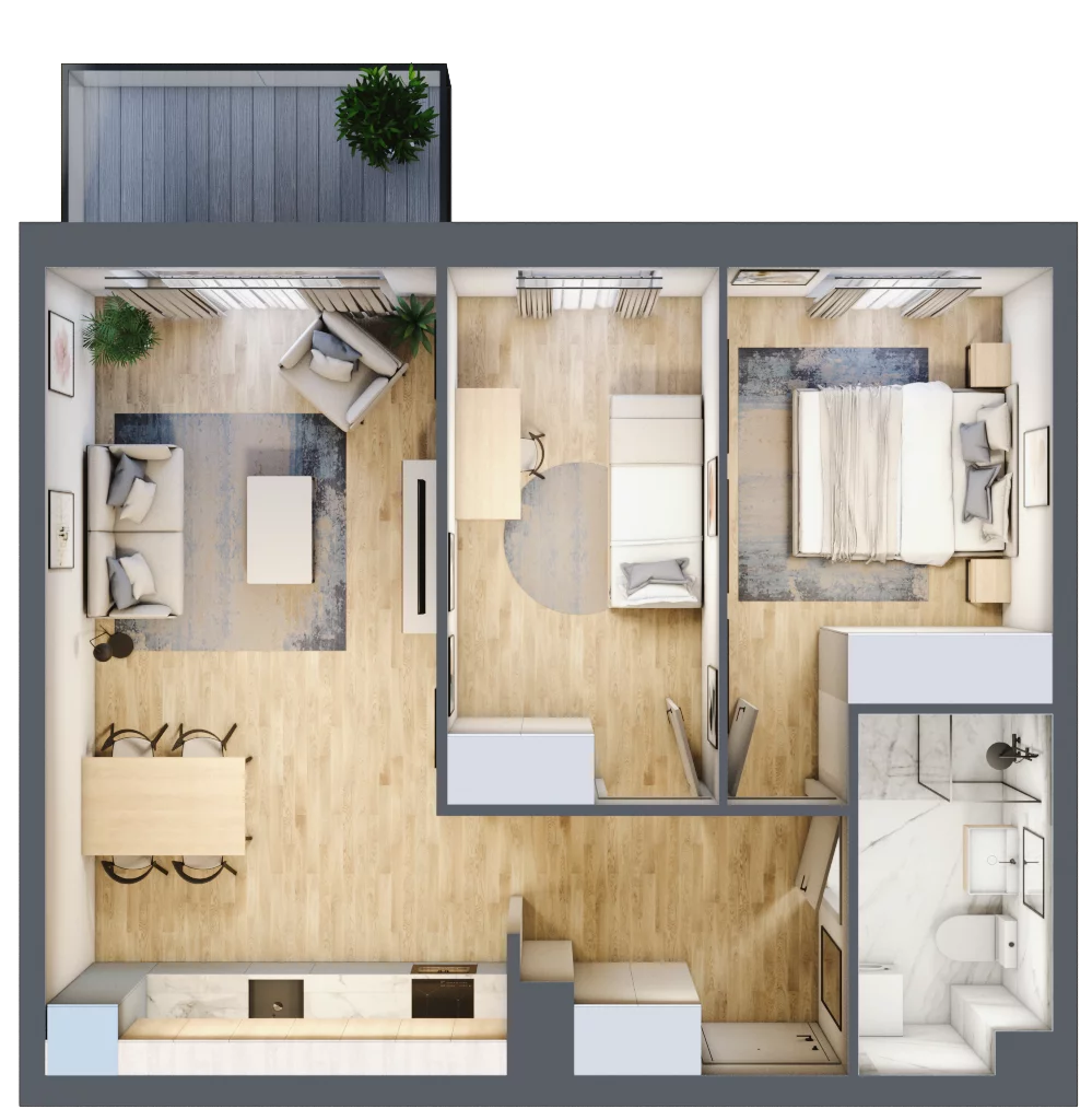 3 pokoje, mieszkanie 57,08 m², piętro 4, oferta nr 28.B.4.5, Linea, Gdańsk, Jasień, Morena, ul. Kiedrowskiego