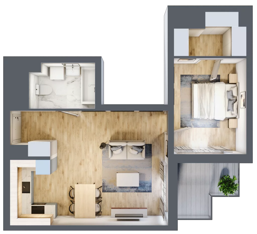 2 pokoje, mieszkanie 51,39 m², piętro 1, oferta nr 28.B.1.10, Linea, Gdańsk, Jasień, Morena, ul. Kiedrowskiego