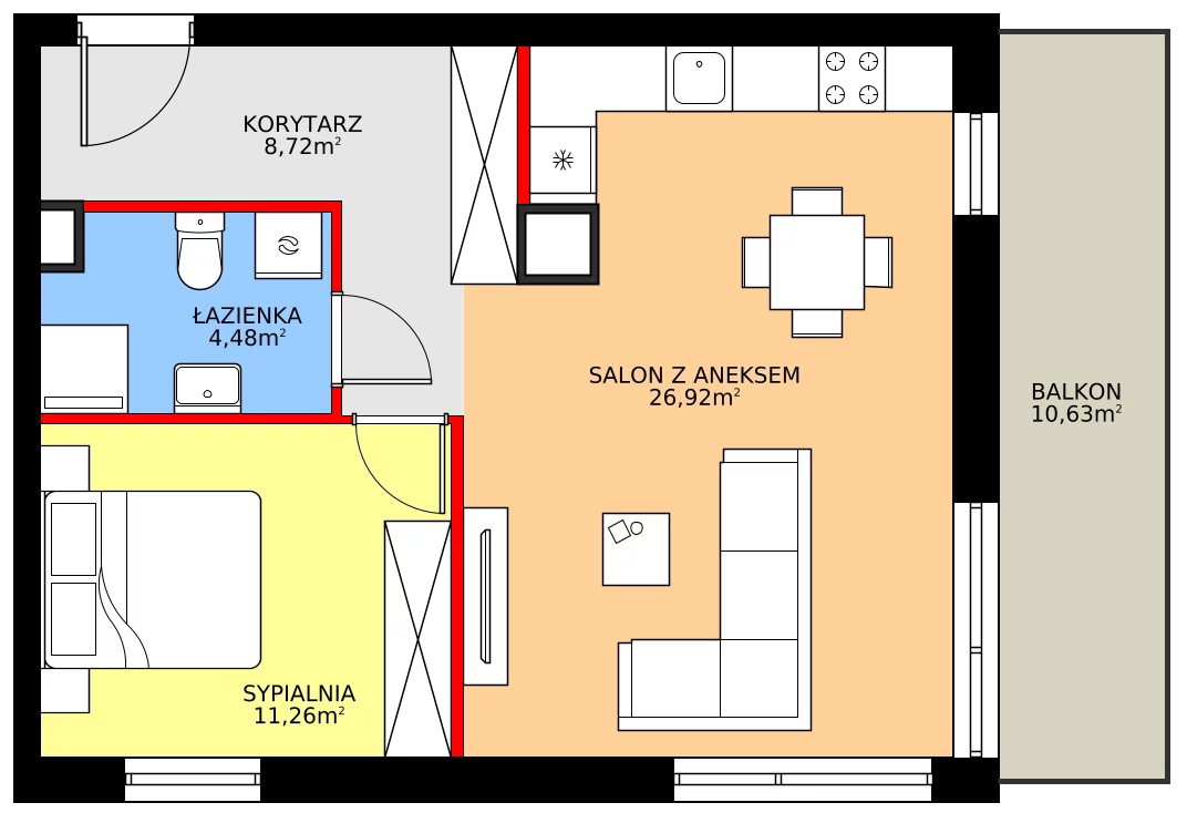 Zalety mieszkania 51.38 m², 28.B.2.12
