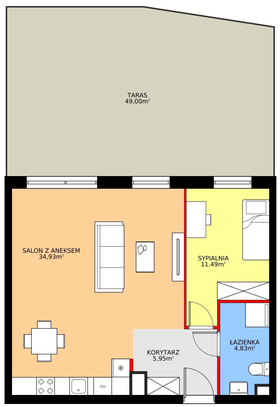 Zalety mieszkania 57.2 m², 28.B.0.4