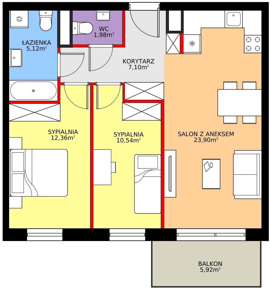 Zalety mieszkania 61 m², 28.B.4.8