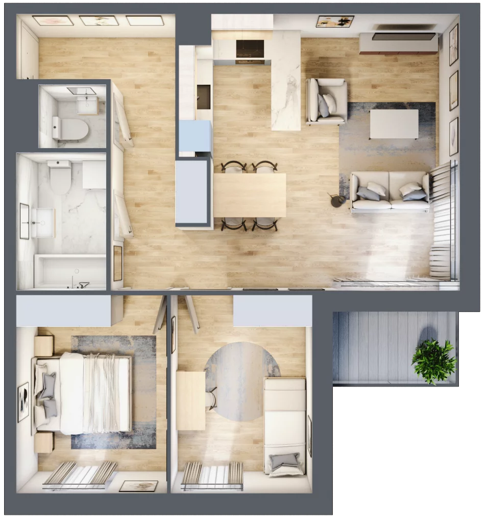 3 pokoje, mieszkanie 63,87 m², piętro 4, oferta nr 28.B.4.7, Linea, Gdańsk, Jasień, Morena, ul. Kiedrowskiego