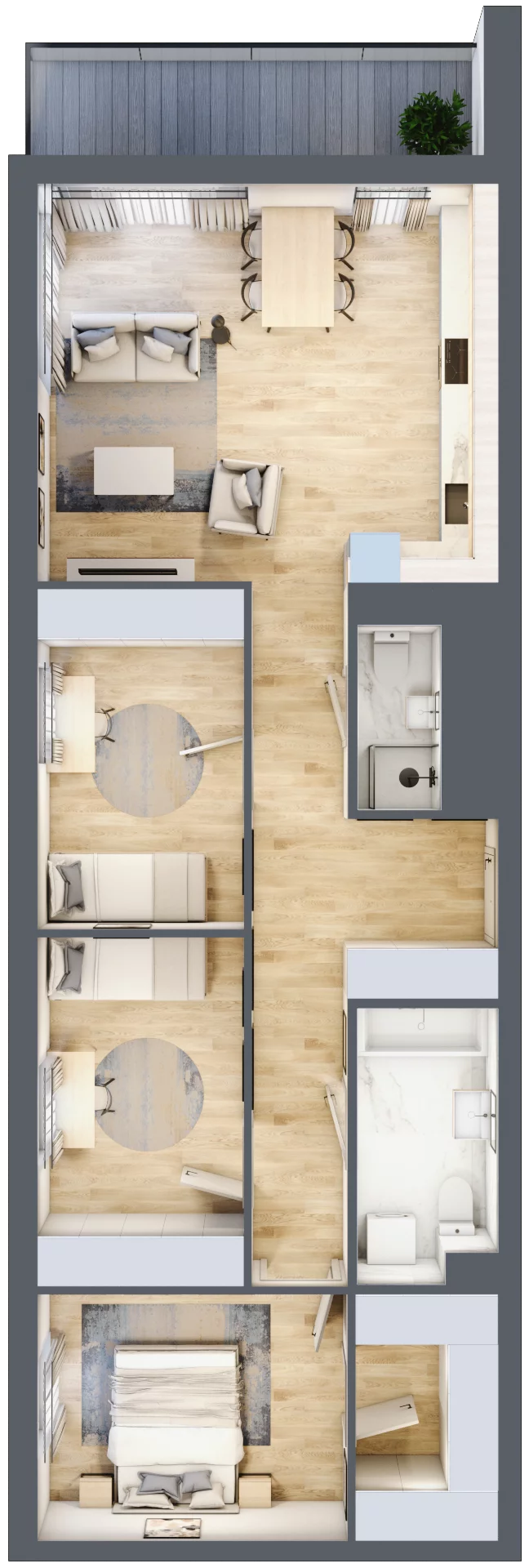 4 pokoje, mieszkanie 86,35 m², piętro 2, oferta nr 28.B.2.2, Linea, Gdańsk, Jasień, Morena, ul. Kiedrowskiego