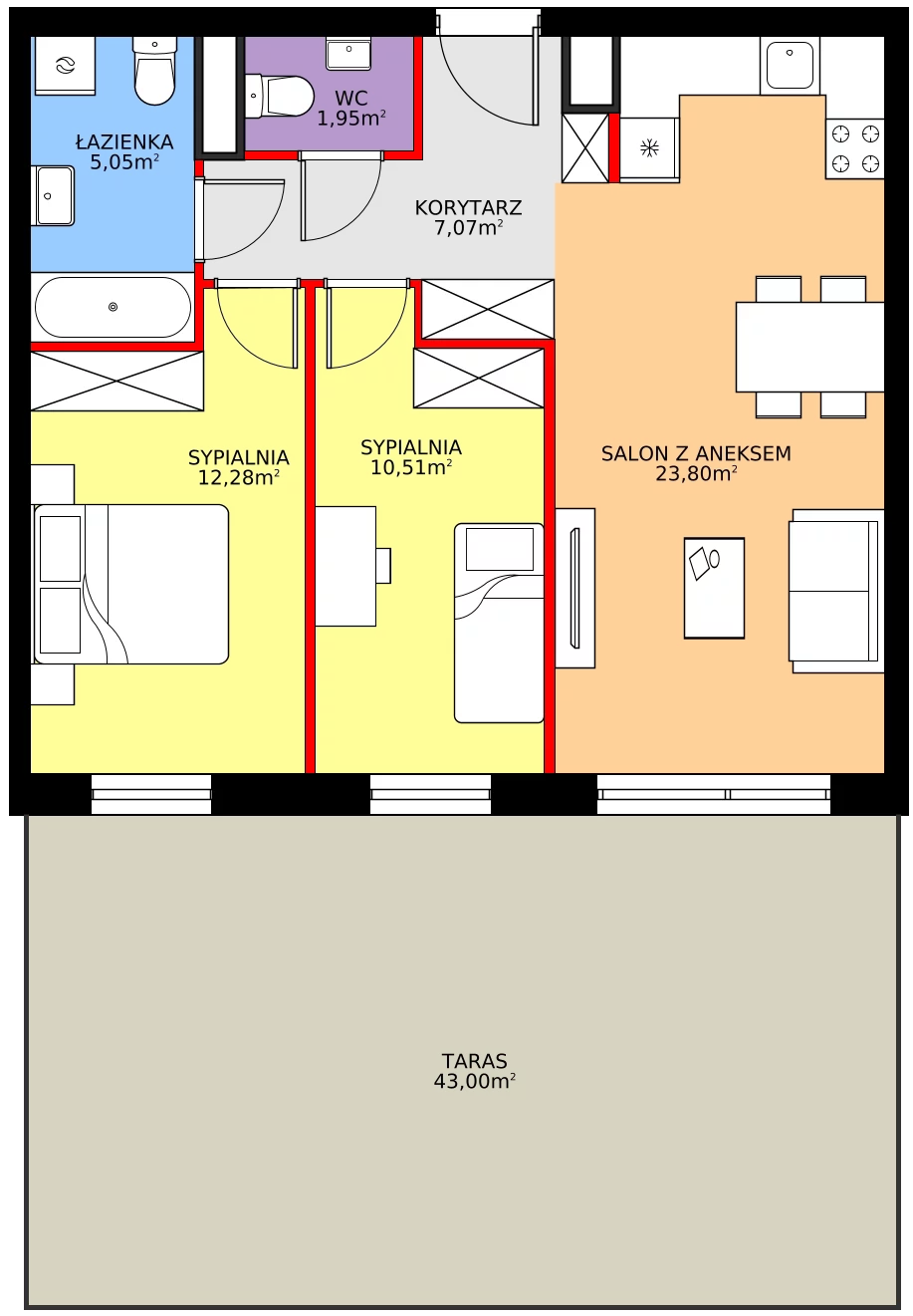 Zalety mieszkania 60.66 m², 28.B.0.7