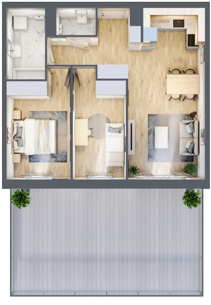 3 pokoje, mieszkanie 60,66 m², parter, oferta nr 28.B.0.7, Linea, Gdańsk, Jasień, Morena, ul. Kiedrowskiego