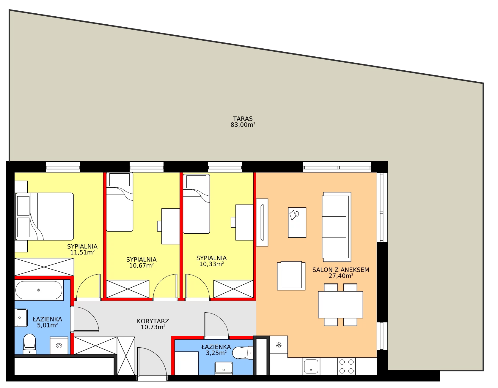 Zalety mieszkania 78.9 m², 28.B.0.5