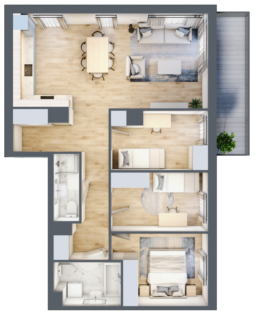 Mieszkanie 86,48 m², piętro 4, oferta nr 28.C.4.3, Linea, Gdańsk, Jasień, Morena, al. Pawła Adamowicza