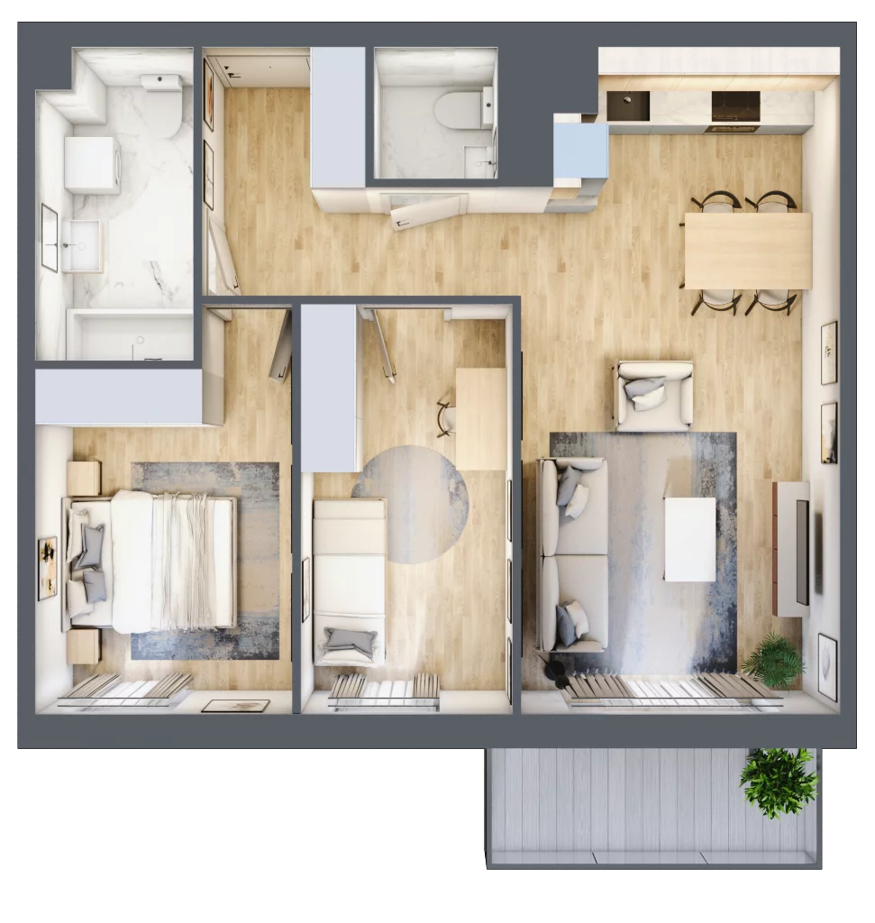3 pokoje, mieszkanie 61,19 m², piętro 4, oferta nr 28.C.4.11, Linea, Gdańsk, Jasień, Morena, ul. Kiedrowskiego