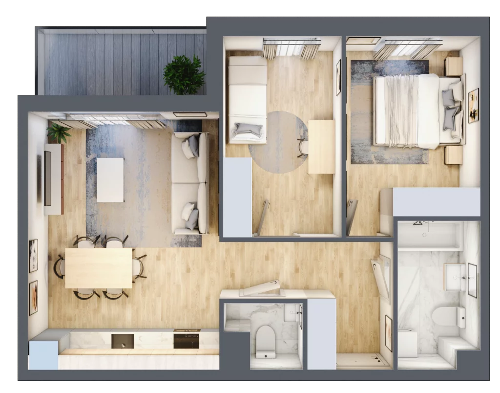 3 pokoje, mieszkanie 57,27 m², piętro 4, oferta nr 28.C.4.5, Linea, Gdańsk, Jasień, Morena, ul. Kiedrowskiego