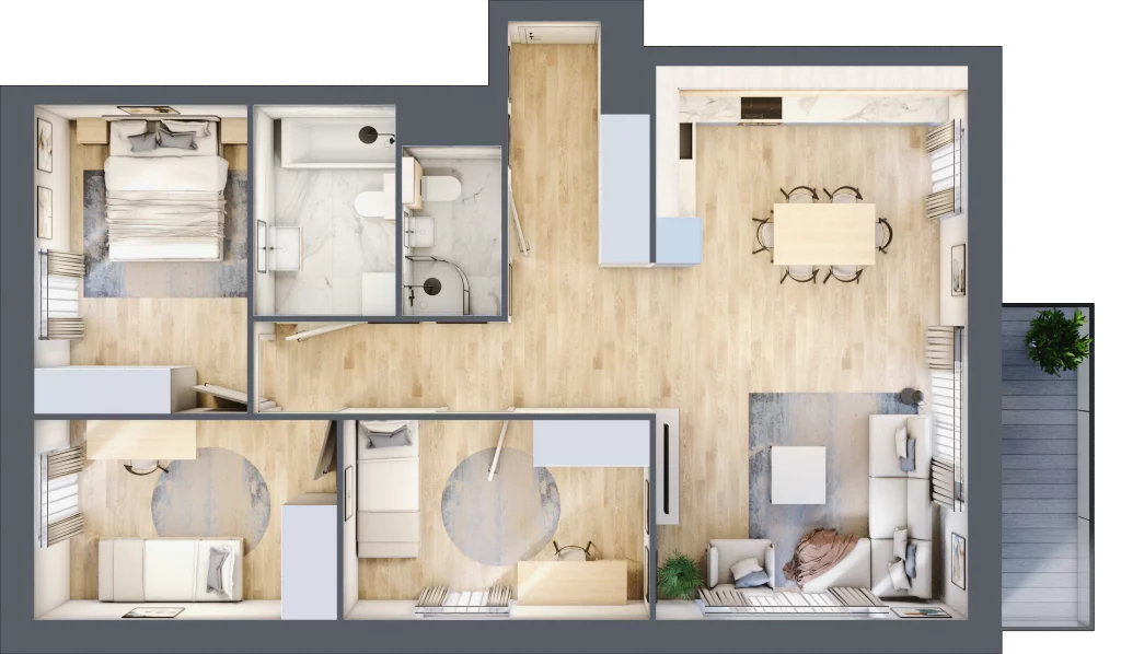 4 pokoje, mieszkanie 82,35 m², piętro 3, oferta nr 36.B.3.9, Nowa Dąbrowa, Gdynia, Dąbrowa, ul. Rdestowa