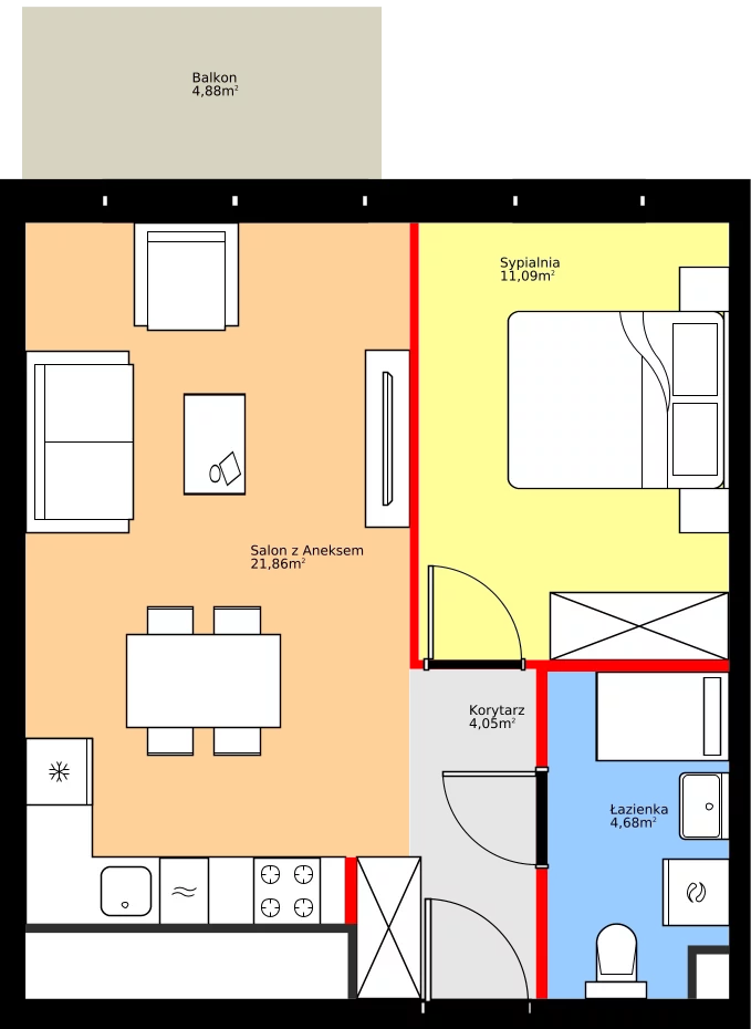 Zalety mieszkania 41.68 m², 36.C.4.2