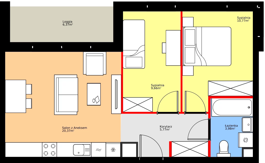 Zalety mieszkania 50.55 m², 36.C.2.10