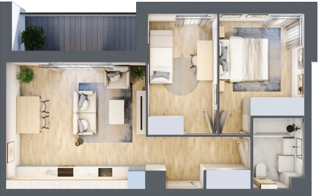 3 pokoje, mieszkanie 50,55 m², piętro 2, oferta nr 36.C.2.10, Nowa Dąbrowa, Gdynia, Dąbrowa, ul. Rdestowa