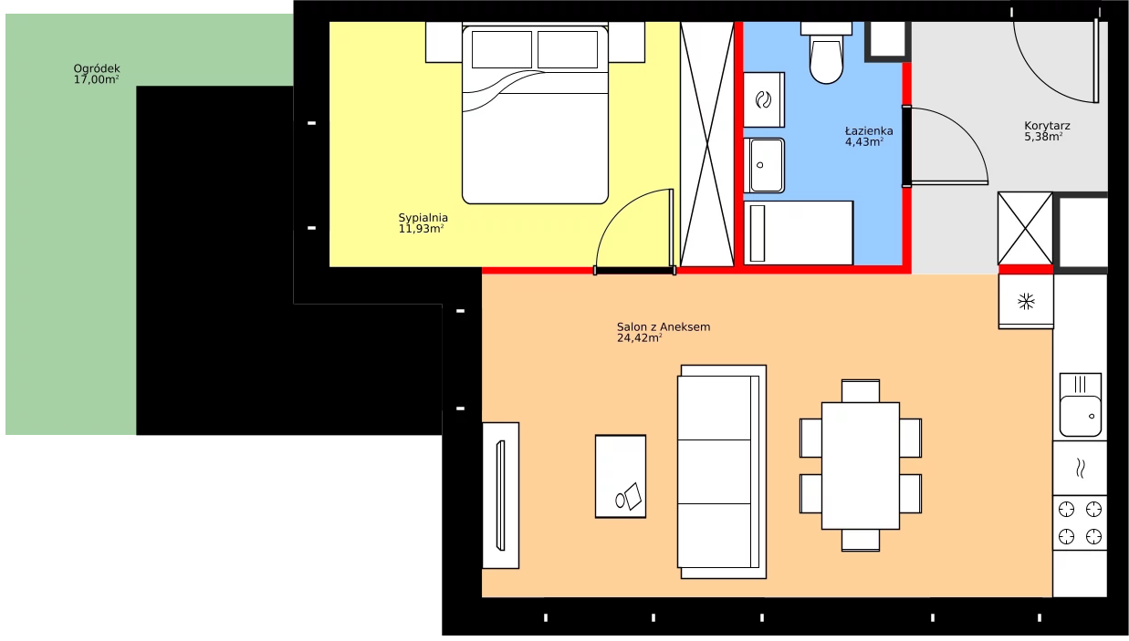 Zalety mieszkania 46.16 m², 36.C.0.4