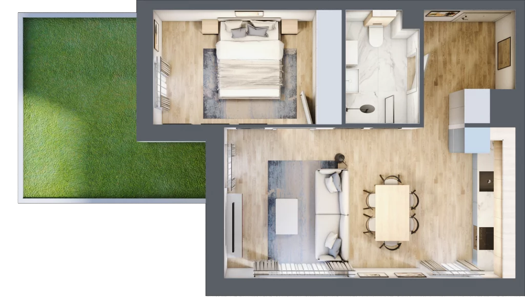 2 pokoje, mieszkanie 46,16 m², parter, oferta nr 36.C.0.4, Nowa Dąbrowa, Gdynia, Dąbrowa, ul. Rdestowa